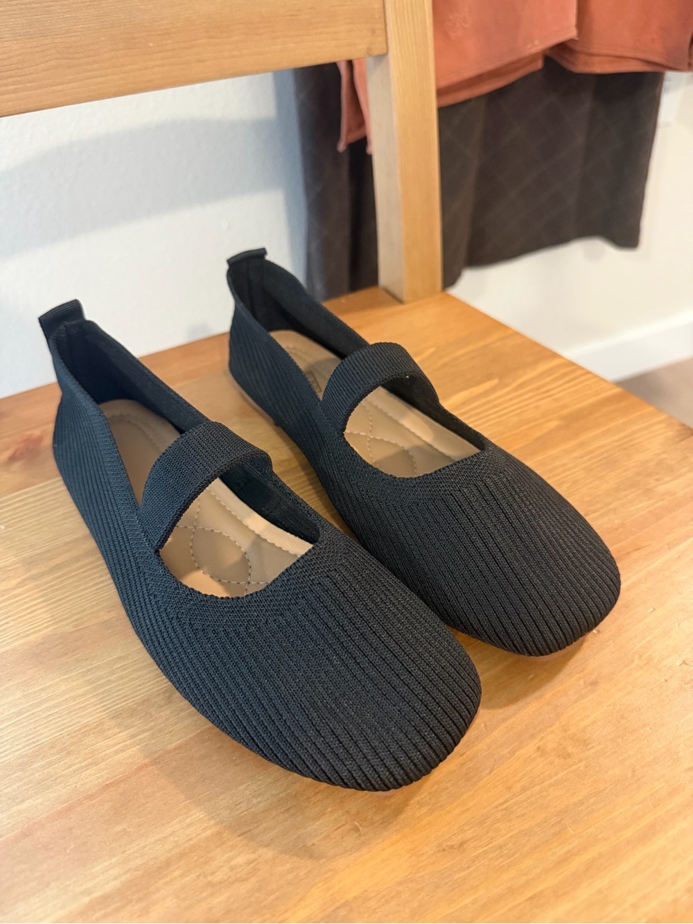 Black Knit Mary Jane Flats - Women's Comfortable Slip-On